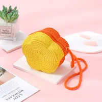 Summer Travel Straw Bag Flower Woven Bag Women's  New Children's Cute Straw Beach Bag Crossbody Seaside sku image 13