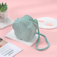 Summer Travel Straw Bag Flower Woven Bag Women's  New Children's Cute Straw Beach Bag Crossbody Seaside sku image 6