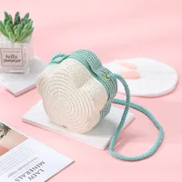 Summer Travel Straw Bag Flower Woven Bag Women's  New Children's Cute Straw Beach Bag Crossbody Seaside sku image 14