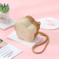 Summer Travel Straw Bag Flower Woven Bag Women's  New Children's Cute Straw Beach Bag Crossbody Seaside sku image 12