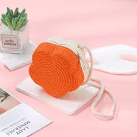 Summer Travel Straw Bag Flower Woven Bag Women's  New Children's Cute Straw Beach Bag Crossbody Seaside sku image 16