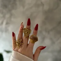 Vintage Style Classic Style Sun Heart Shape 304 Stainless Steel Plating 18K Gold Plated Women's Open Rings main image 1