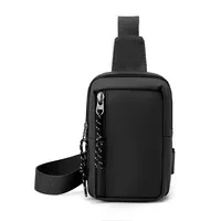 Men's Nylon Solid Color Streetwear Sewing Thread Square Zipper Fanny Pack sku image 1