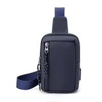Men's Nylon Solid Color Streetwear Sewing Thread Square Zipper Fanny Pack sku image 2