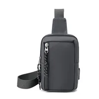 Men's Nylon Solid Color Streetwear Sewing Thread Square Zipper Fanny Pack main image 5