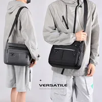Men's Nylon Solid Color Streetwear Sewing Thread Square Zipper Crossbody Bag main image 2