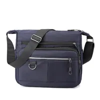 Men's Nylon Solid Color Streetwear Sewing Thread Square Zipper Crossbody Bag sku image 1