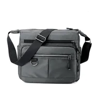 Men's Nylon Solid Color Streetwear Sewing Thread Square Zipper Crossbody Bag sku image 3