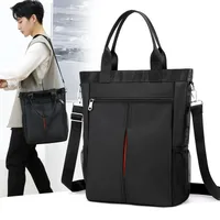 Men's Oxford Cloth Solid Color Business Sewing Thread Square Zipper Shoulder Bag main image 1