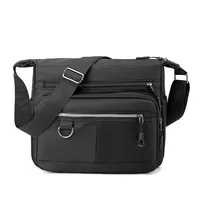 Men's Nylon Solid Color Streetwear Sewing Thread Square Zipper Crossbody Bag sku image 2