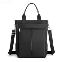 Men's Oxford Cloth Solid Color Business Sewing Thread Square Zipper Shoulder Bag sku image 4