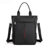 Men's Oxford Cloth Solid Color Business Sewing Thread Square Zipper Shoulder Bag sku image 1