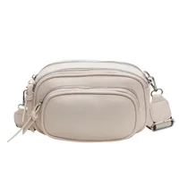 Unisex Medium Pu Leather Solid Color Classic Style Sewing Thread Square Zipper Square Bag sku image 1