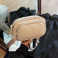 Unisex Medium Pu Leather Solid Color Classic Style Sewing Thread Square Zipper Square Bag main image 3