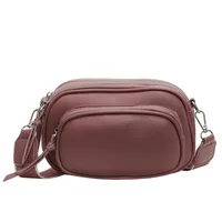 Unisex Medium Pu Leather Solid Color Classic Style Sewing Thread Square Zipper Square Bag sku image 4