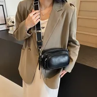Unisex Medium Pu Leather Solid Color Classic Style Sewing Thread Square Zipper Square Bag main image 5