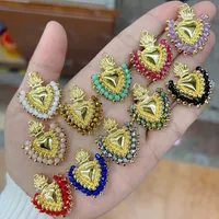 Casual Ethnic Style Modern Style Heart Shape Copper Polishing Plating Inlay Glass Bead 18K Gold Plated DIY Jewelry Accessories main image 1