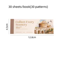 30 Pieces Per Book Castle Plant Landscape Class Learning Paper Vintage Style Handmade Simple Style Stickers main image 9