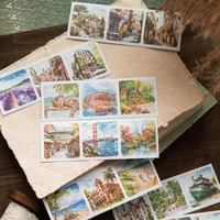 30 Pieces Per Book Castle Plant Landscape Class Learning Paper Vintage Style Handmade Simple Style Stickers main image 6