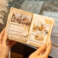 30 Pieces Per Book Castle Plant Landscape Class Learning Paper Vintage Style Handmade Simple Style Stickers main image 8