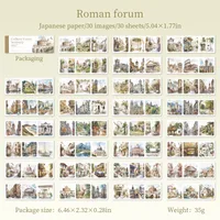 30 Pieces Per Book Castle Plant Landscape Class Learning Paper Vintage Style Handmade Simple Style Stickers sku image 2