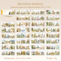 30 Pieces Per Book Castle Plant Landscape Class Learning Paper Vintage Style Handmade Simple Style Stickers sku image 4