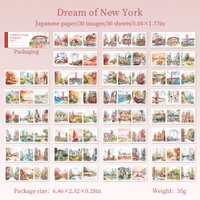 30 Pieces Per Book Castle Plant Landscape Class Learning Paper Vintage Style Handmade Simple Style Stickers sku image 6