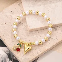 IG Style Casual Simple Style Love Cherry Heart Shape Arylic Copper Polishing Enamel Plating Zircon 18K Gold Plated Women's Bracelets main image 6