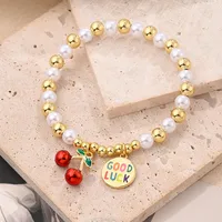 IG Style Casual Simple Style Love Cherry Heart Shape Arylic Copper Polishing Enamel Plating Zircon 18K Gold Plated Women's Bracelets main image 5