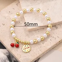 IG Style Casual Simple Style Love Cherry Heart Shape Arylic Copper Polishing Enamel Plating Zircon 18K Gold Plated Women's Bracelets main image 2