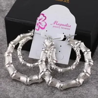 E-Commerce Hot Sale Double Round Bamboo Earrings Exaggerated Gold Double Layer Big Circle Retro Hip Hop European And American Earrings Ornament Women main image 4