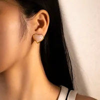 1 Pair Cute Romantic Simple Style Heart Shape 304 Stainless Steel Resin Ear Studs main image 4