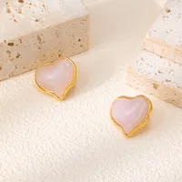 1 Pair Cute Romantic Simple Style Heart Shape 304 Stainless Steel Resin Ear Studs main image 3