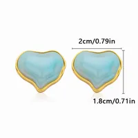 1 Pair Cute Romantic Simple Style Heart Shape 304 Stainless Steel Resin Ear Studs main image 2