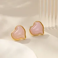 1 Pair Cute Romantic Simple Style Heart Shape 304 Stainless Steel Resin Ear Studs main image 5
