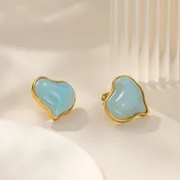 1 Pair Cute Romantic Simple Style Heart Shape 304 Stainless Steel Resin Ear Studs main image 6