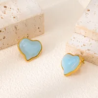 1 Pair Cute Romantic Simple Style Heart Shape 304 Stainless Steel Resin Ear Studs main image 8
