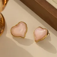 1 Pair Cute Romantic Simple Style Heart Shape 304 Stainless Steel Resin Ear Studs main image 10