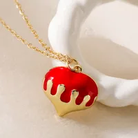Retro Simple Style Commute Heart Shape Copper Enamel Women's Pendant Necklace sku image 3