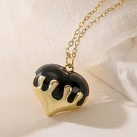 Retro Simple Style Commute Heart Shape Copper Enamel Women's Pendant Necklace sku image 2