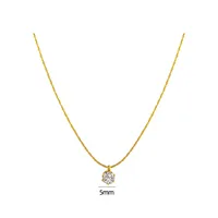 Elegant Solid Color Shiny Round 304 Stainless Steel Zircon 18K Gold Plated Women's Pendant Necklace main image 2