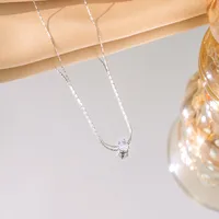 Elegant Solid Color Shiny Round 304 Stainless Steel Zircon 18K Gold Plated Women's Pendant Necklace main image 4