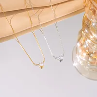 Elegant Solid Color Shiny Round 304 Stainless Steel Zircon 18K Gold Plated Women's Pendant Necklace main image 5