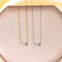 Elegant Solid Color Shiny Round 304 Stainless Steel Zircon 18K Gold Plated Women's Pendant Necklace main image 1