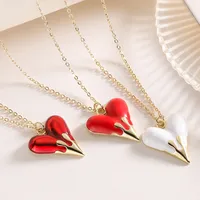 Retro Simple Style Commute Heart Shape Copper Enamel Women's Pendant Necklace main image 1
