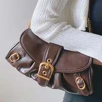 Women's Pu Leather Solid Color Vintage Style Square Buckle Shoulder Bag main image 1