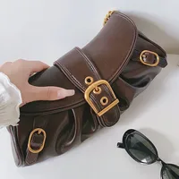 Women's Pu Leather Solid Color Vintage Style Square Buckle Shoulder Bag main image 2