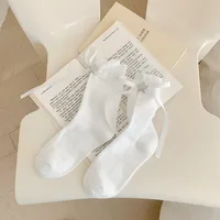 Women's Cute Sweet Star Bow Knot Cotton Crew Socks 1 Piece sku image 1