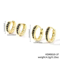 1 Set Simple Style Round Inlay Copper Zircon K Gold Plated Earrings sku image 6