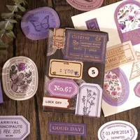 1 Set Letter Flower Learning School Paper Vintage Style Shiny Stickers main image 7